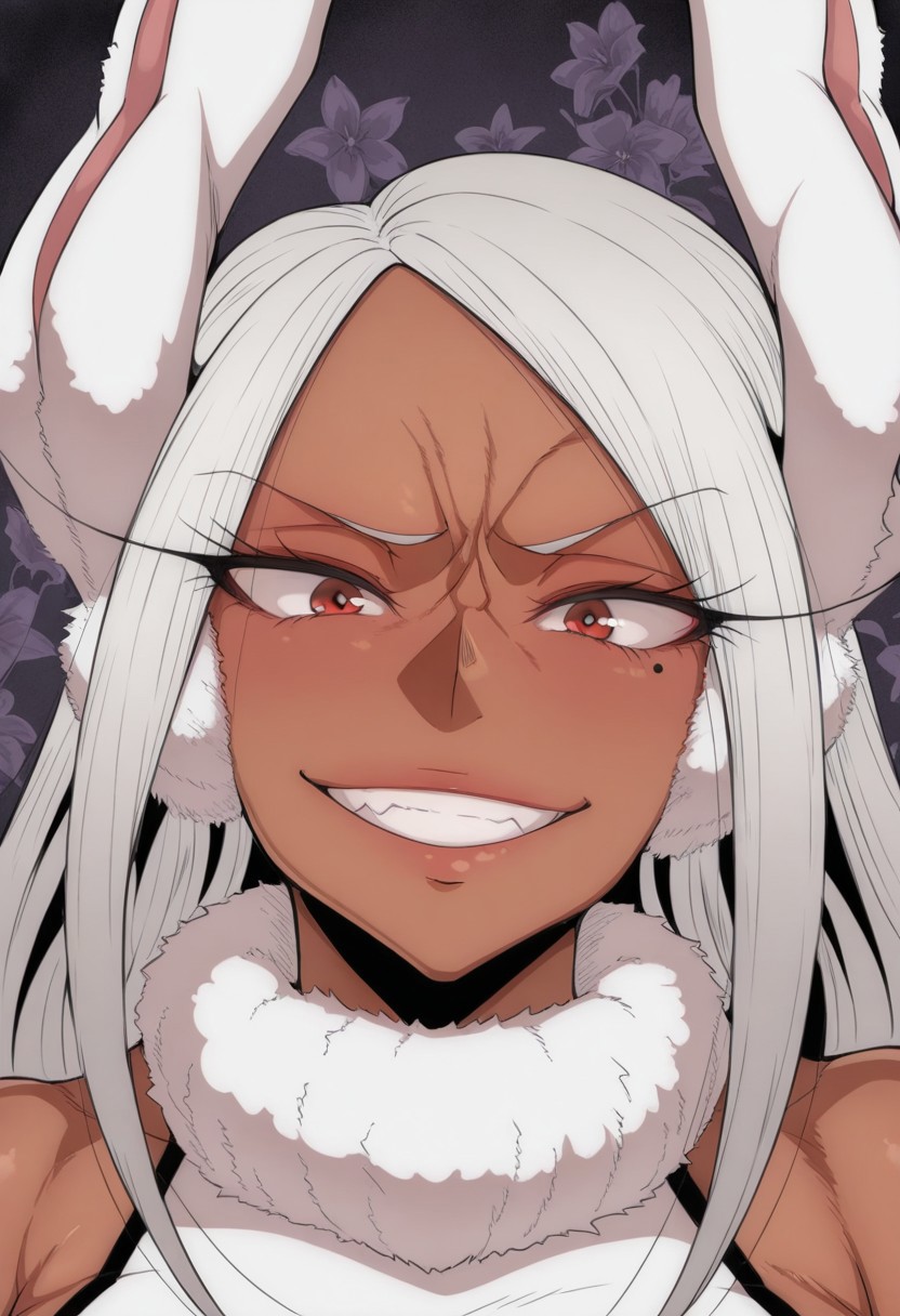 milfmirko, HDR, 4k, best quality, 8k, absurdres, very aesthetic, ultra-detailed, best illustration, best background, floral background, night background, dark background, masterpiece, amazing quality, best background, smiling, looking at viewer, smug