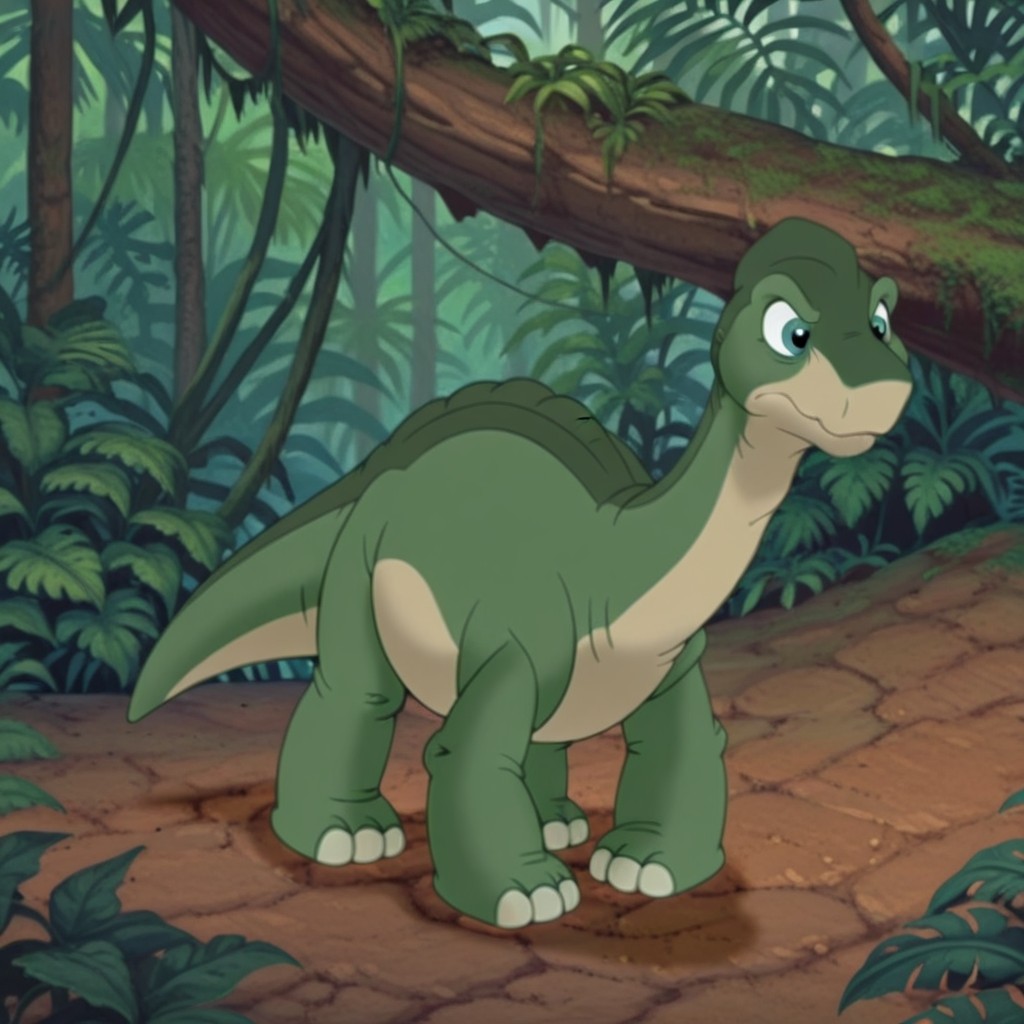 masterpiece, best quality, amazing quality, Shortylbtilv2, feral, male, Brachiosaurus, long neck, green skin, blue eyes, tail, standing, in jungle, <lora:d666a731-cb13-4273-bf08-3a079837ae7f:1.0>