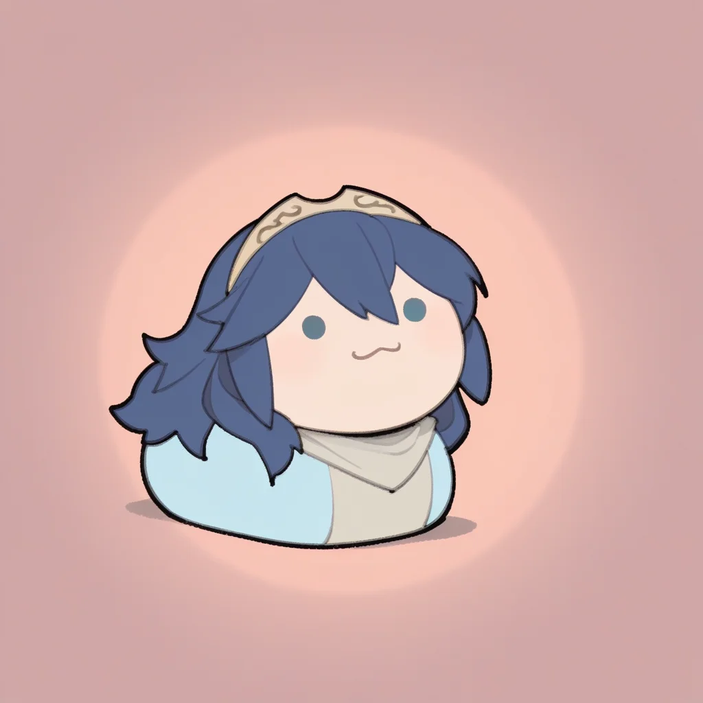no humans, solo, <lora:TemmieChang_v5:0.9> tmchng,
lucina \(fire emblem\), blue eyes, blue hair, long hair,  affectionate,
loaf, :3, . ., solid circle eyes, shirt, extremely detailed, highres, masterpiece, best quality