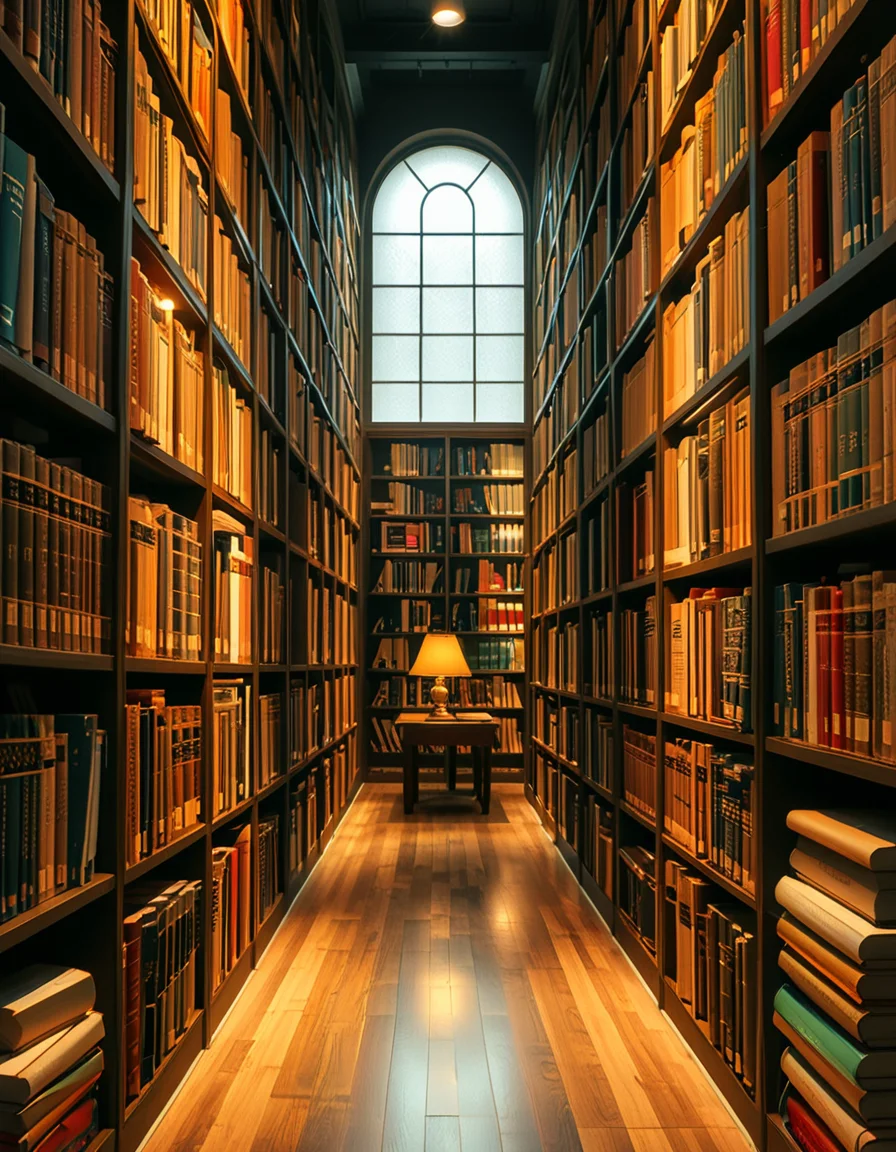 A quiet and well-organized aisle in a grand university library, lined with tall wooden bookshelves filled with countless books of various sizes and colors. The aisle is illuminated by soft, warm lighting from overhead lamps, casting a gentle glow on the polished wooden floor. A cozy reading nook with a wooden chair and a small desk is tucked into a corner, with an open book resting on the surface. The background features large arched windows letting in natural daylight, adding a serene and scholarly atmosphere. The perspective of the image leads down the aisle, creating depth, with book titles slightly visible on the spines. The ambiance is peaceful, evoking a sense of knowledge and intellectual curiosity.
<lora:SDXLFaeTastic2400:0.4> <lora:extremely_detailed:0.4> extremely detailed, <lora:University_Library_41sl3:1>,University Library 41sl3, Masterpiece,best quality,hi res,8k,hi res,8k,award winning,(sharp focus, intricate, highly detailed),