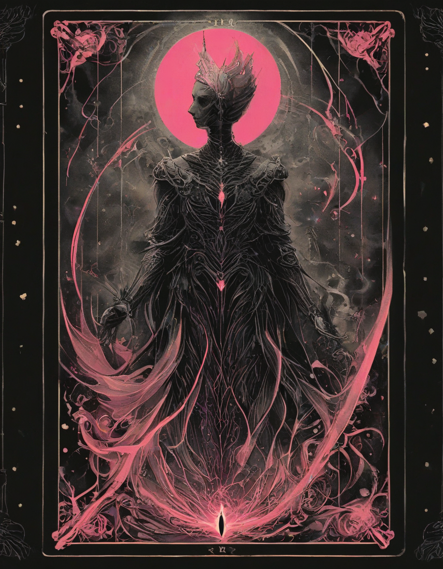 <lora:artfullyTAROT1LINE_SDXL_V1:1>,the front of an old card,tarot,tarot card,the magician,((1 line 1 color)),calligraphy,minimal,geometric,(2 colors total),lime,pink,black)) background,marker,((fine liner),masterpiece)),detailed,intricate,best quality,absurd resolution,tl4,sharp crisp ines,masterwork by artisan calligrapher,lines flow from one aspect to another,neon pink,nen liume,obsidian,ivory,vantablack,(((1 line ))) illustration,masterpiece,absurd resolution,