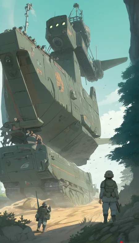 Astra militarum, scenery, detailed background, masterpiece, best quality, high quality, absurdres <lora:astra_militarum_xl_v1:1>, (Studio ghibli style, Art by Hayao Miyazaki:1.2), Anime Style, Manga Style, Hand drawn, cinematic, Sharp focus, humorous illustration, big depth of field, Masterpiece, concept art, trending on artstation, Vivid colors, Simplified style, trending on ArtStation, trending on CGSociety, Intricate, Vibrant colors, Soft Shading, Simplistic Features, Sharp Angles, Playful