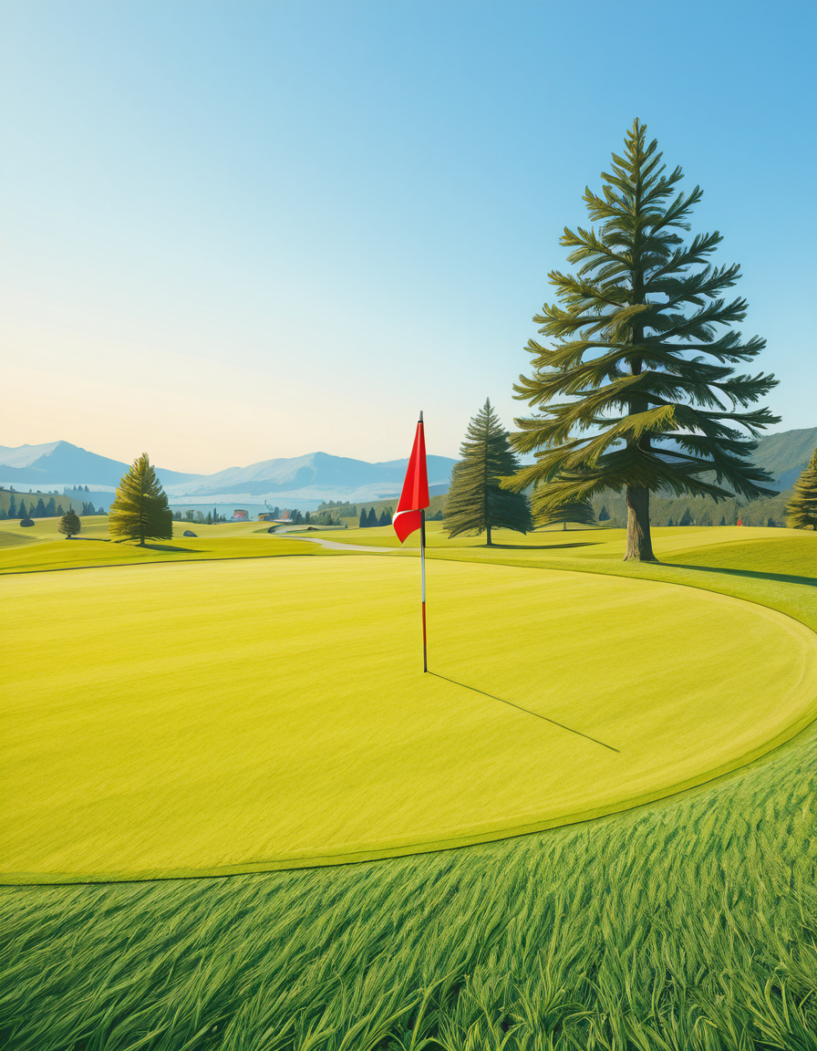 A beautifully maintained golf green in the golden light of late afternoon. The smooth, vibrant green grass is perfectly trimmed, with subtle undulations adding depth to the putting surface. A bright red flag flutters gently atop a sleek white pin, marking the hole at the center of the green. Surrounding the green, a soft fringe of slightly longer grass transitions into the rolling fairway, which stretches toward the horizon. In the background, tall pine trees cast long shadows, and a tranquil water hazard reflects the warm hues of the sky. The atmosphere is calm and inviting, capturing the essence of a perfect golfing moment.
<lora:SDXLFaeTastic2400:0.4> <lora:extremely_detailed:0.4> extremely detailed, <lora:golf_c0urs3-ill:1>,golf c0urs3, Masterpiece,best quality,hi res,8k,hi res,8k,award winning,(sharp focus, intricate, highly detailed),
