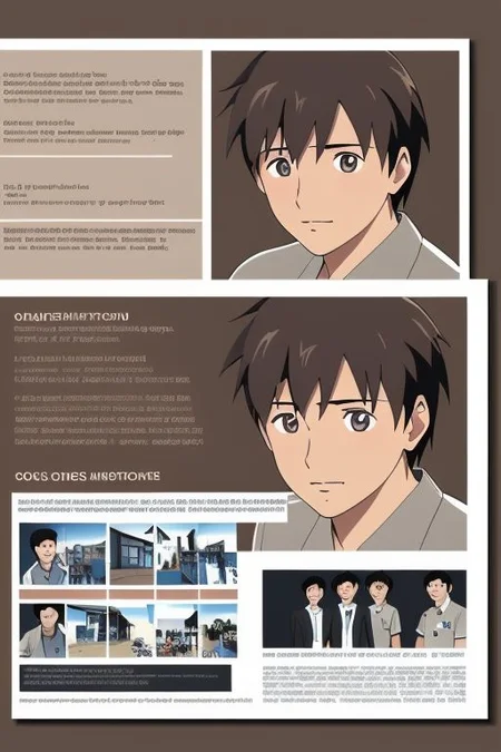 high resolution, solo, best quality, 1Boy, Takaki Toono, Brownish Hair, Brown Eyes, brand ambassador, brochure design, OverallDetail