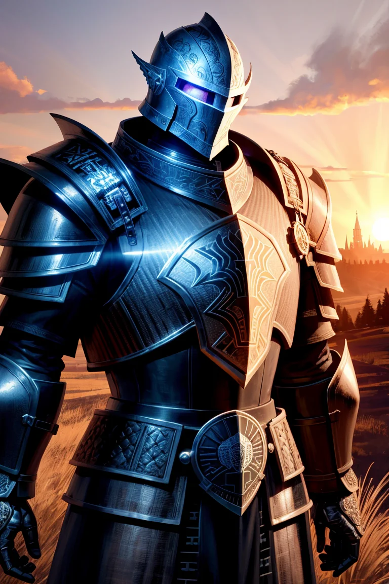 ((realistic)), cinematic shot, movie theater, photo referenced, highest quality, high quality, (detailed face and eyes:1.1), a huge man knight wearing a heavy black armor, ((intricate helmet)), face mask armor, ((big eyes)), black sclera, in the countryside, black eyes, subsurface scattering, intricate (high detail), ((cute)), (detailed skin:1.1), shiny skin, photorealism, volumetric lighting, magic circles, magic runes in armor, a castle in the background,