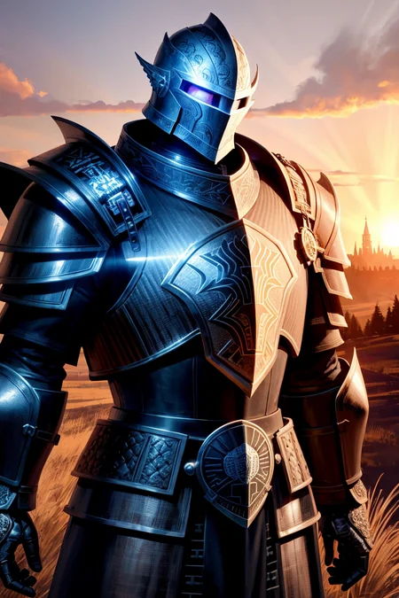 ((realistic)), cinematic shot, movie theater, photo referenced, highest quality, high quality, (detailed face and eyes:1.1), a huge man knight wearing a heavy black armor, ((intricate helmet)), face mask armor, ((big eyes)), black sclera, in the countryside, black eyes, subsurface scattering, intricate (high detail), ((cute)), (detailed skin:1.1), shiny skin, photorealism, volumetric lighting, magic circles, magic runes in armor, a castle in the background,