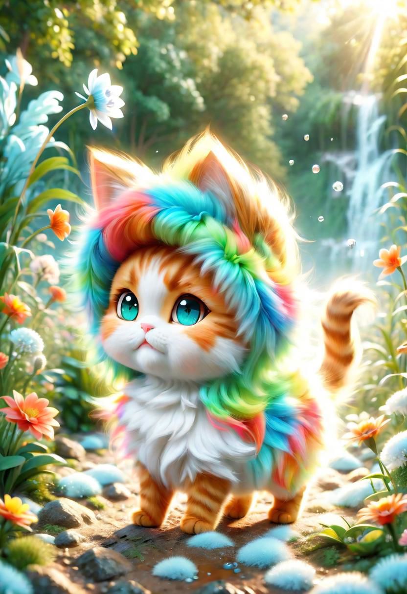 ral-fluff,<lora:ral-fluff:1>,
chibi,masterpiece,best quality,original,official art,cat, hat,flower,blurred background,rendering,beautiful detailed glow,(detailed ice),beautiful detailed sun,sunny, blurred flower, happy