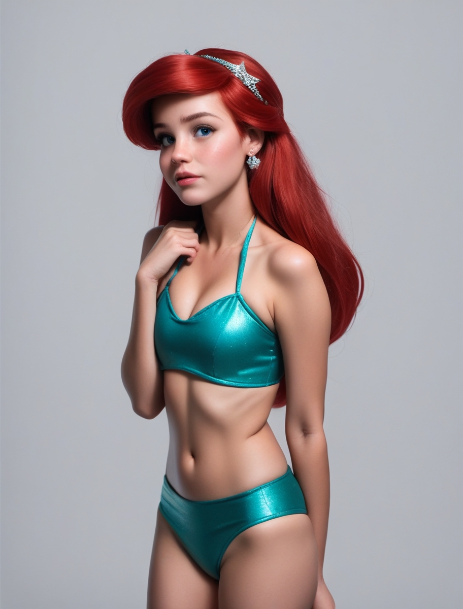 <lora:princess_pony_v1:.6> Ariel 1girl <lora:2000_Indie_Sleaze_AA:.65>, 20005l34z3, looking at viewer, 445l34ze, jewelry, 1girl, solo, swimsuit simple background, realistic,, score_9, score_8_up, score_7_up, score_6, score_5, score_4,