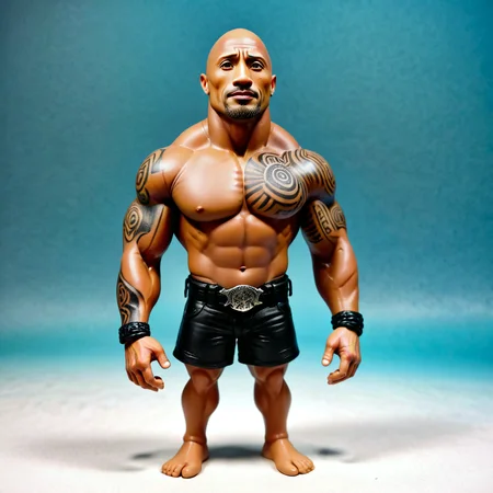 MHXL-Pos, miniature tattooed trobal version of Dwayne The Rock Johnson, claymation, solo,MHXL-Pos, miniature tattooed trobal version of Dwayne The Rock Johnson, claymation, solo