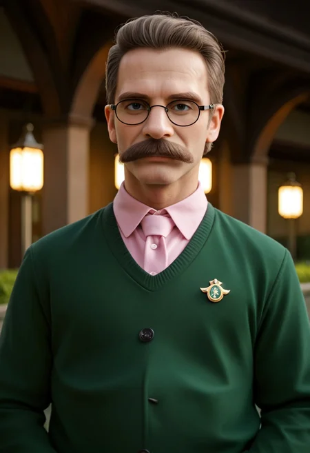 cinematic film still cinematic photo breathtaking score_9, score_8_up, score_7_up, BREAK, 8k, masterpiece, high quality, solo, ned_flanders man, brown hair, mustache, glasses, pink shirt, green sweater, highly detailed, detailed skin, depth of field, film grain, highly detailed, detailed skin, depth of field, film grain, award-winning, professional, highly detailed . 35mm photograph, film, bokeh, professional, 4k, highly detailed . shallow depth of field, vignette, highly detailed, high budget Hollywood movie, bokeh, cinemascope, moody, epic, gorgeous, film grain, grainy
