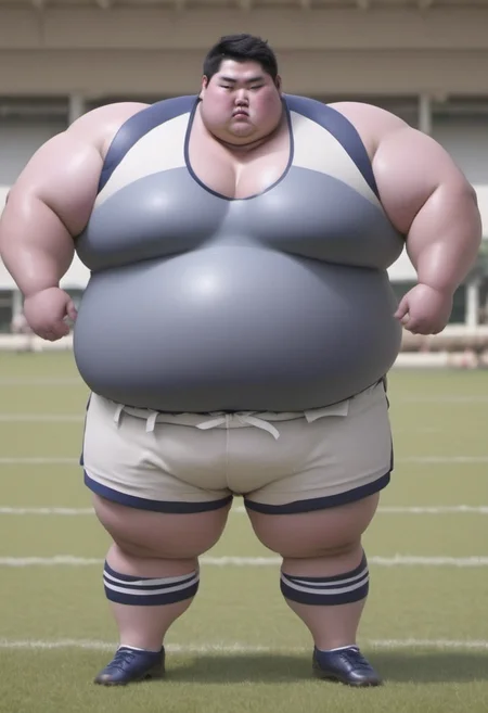 <lora:runga_8.1:0.76>thick arms, fat japanese young man, obese, superchub, male focus, fattest, fat,(Rugby field:3.0),(Rugby uniform:4.0),