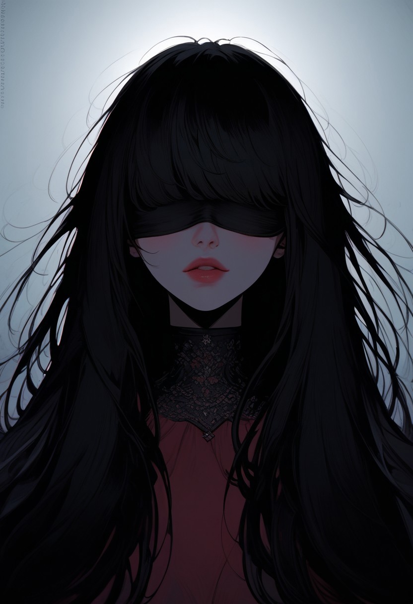 (((black hair))), long hair, (((bangs over eyes))), (((black blindfold))), 1girl, russian, Caucasian, (Cinematic Angle), ((best quality)), ((masterpiece)), 
score_9, score_8_up, score_7_up, aesthetic, <lora:add-detail-xl:0.25>, Elastic skin stretching, ready for sex, perfect drawing anatomy, Pulsating vitality, rating_explicit,   s0ftp1nk,  (4k),(incredibly detailed:1.2), masterpiece, porn, clean colors, comicsy outline, (ultra wide angle shot:0.65), Ecstatic release, Hypersexualized anatomy, Rubbery jiggle physics