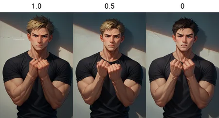 score_9, score_8_up, score_7_up, handfixer, <lora:HandFixer_pdxl_Incrs_v1:1.0>, 1boy, upper body, shirt, solo, hands up, clenched hands,