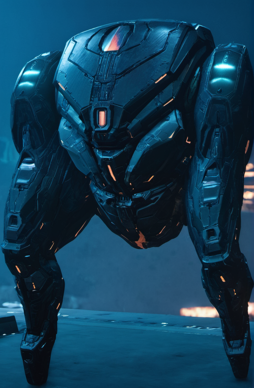 Rmnants <lora:remnantsXL-000005:1>,a full body of armored man,omni structures in the background,glowing,science fiction