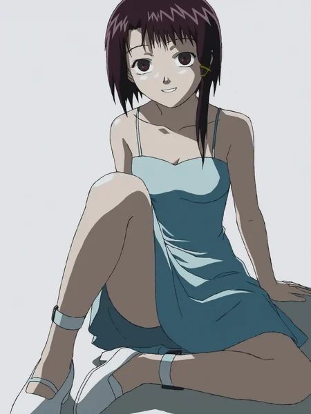 woman, 20 year old woman, adult, score_9, BREAK uncensored, masterpiece, high quality, white background, <lora:Iwakura_Lain_PS_PDXLv0-e50:0.75> 1girl, iwakura lain ps, looking looking at viewer, light blue dress, white footwear with ankle strap, smile