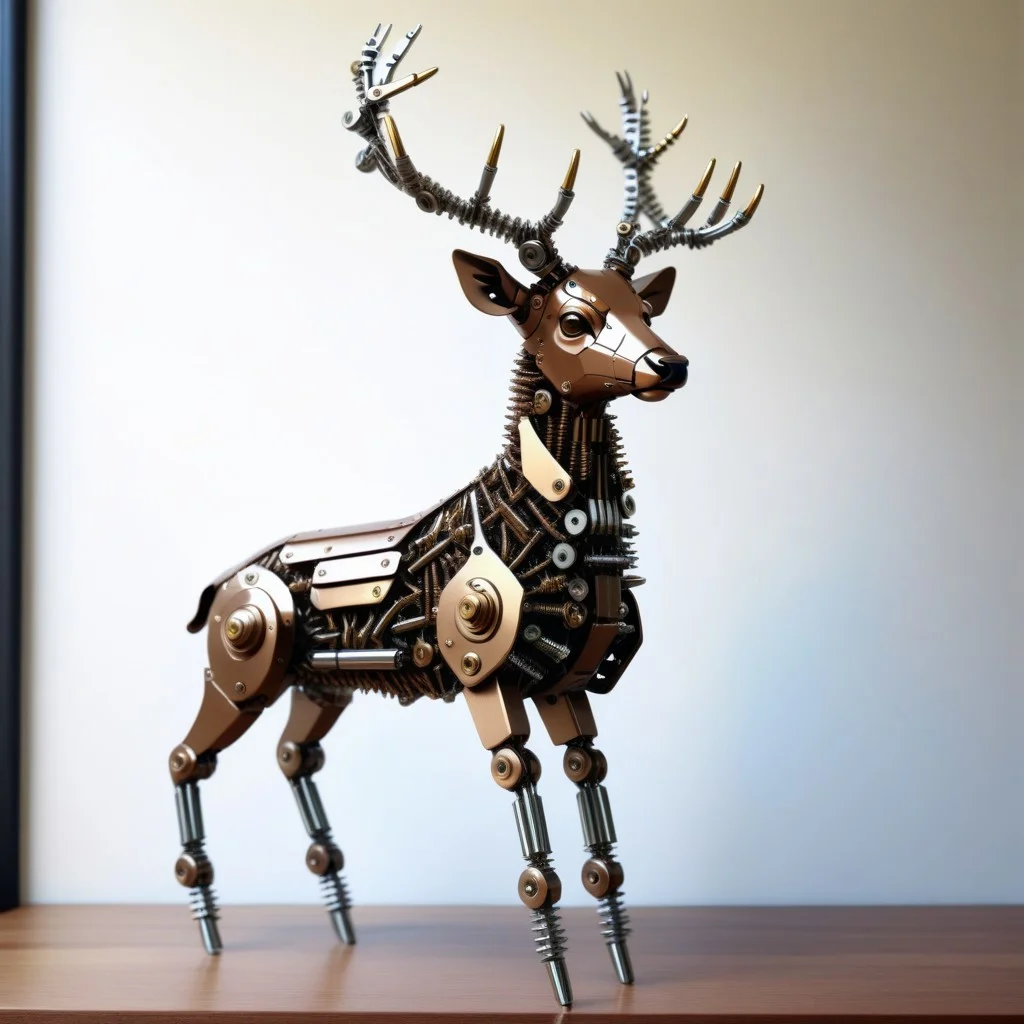 a deer made out of Screws, photorealistic, full of details, detailed screws,   <lora:SteelScrewsStyle-000006:0.7>