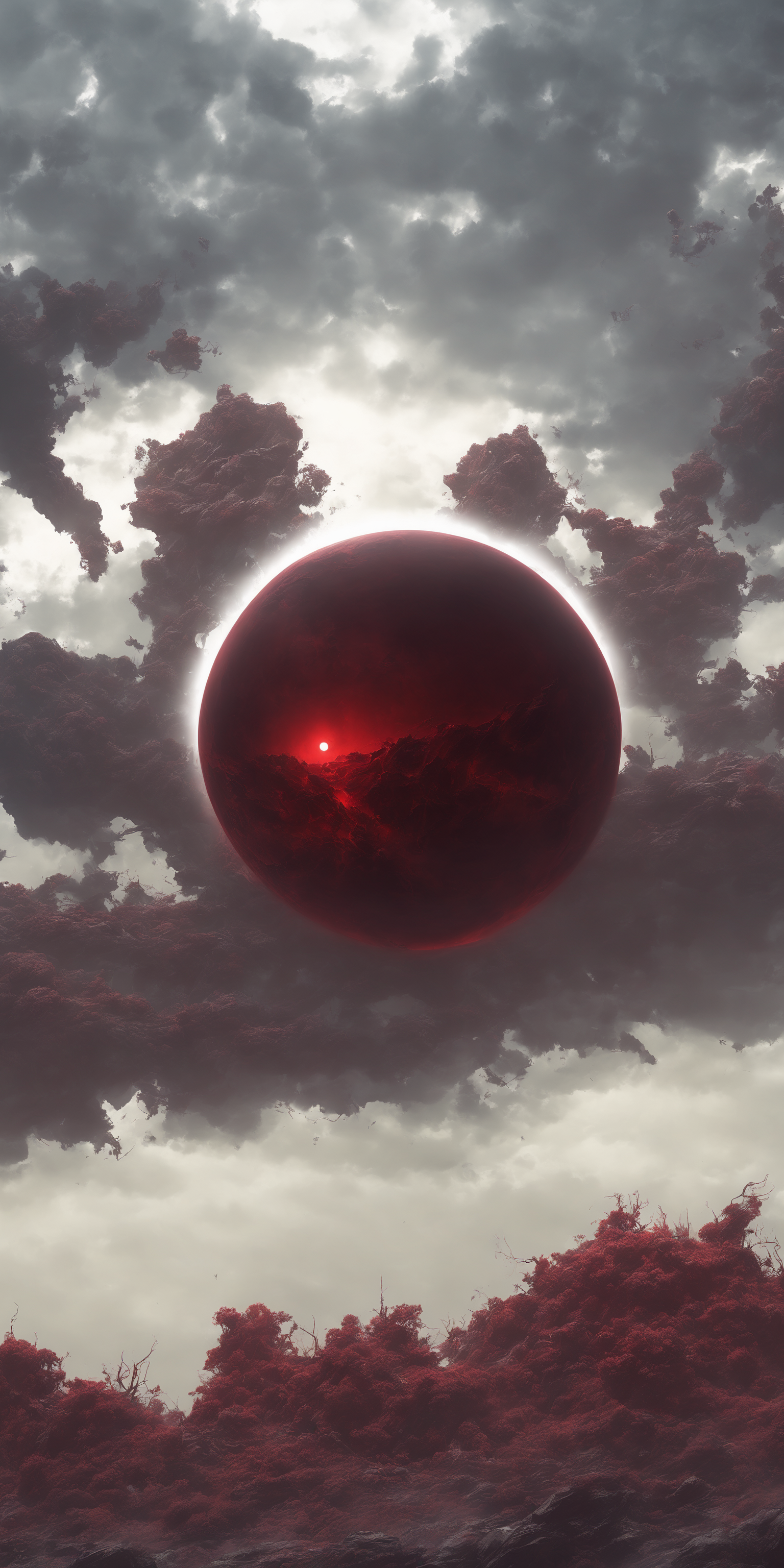 A eerie matte painting of a dark red Sun, by Nekro, artstation, 
high detail, monochromatic color scheme, 8k resolution