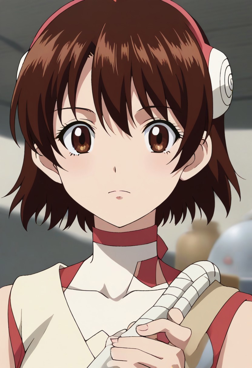 <lora:SlimesYuzuriha:1>, slimes_yuzuriha, woman, solo,short hair,brown hair,brown eyes,