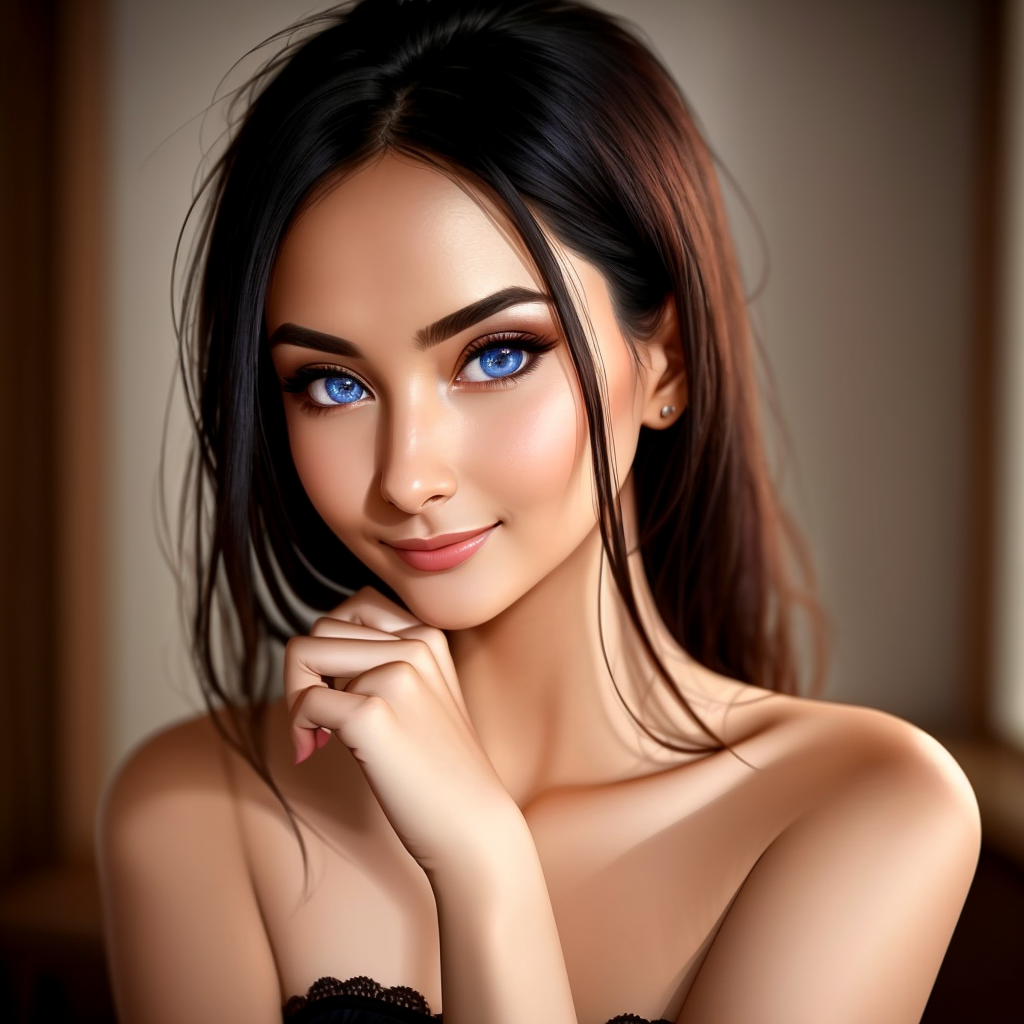 Masterpiece, absurdres,award winning photo, extremely detailed, amazing, fine detail, extremely detailed eyes and face, shiny eyes,by lee jeffries nikon d850 film stock photograph 4 kodak portra 400 camera f1.6 lens rich colors hyper realistic lifelike texture dramatic lighting unrealengine trending on artstation cinestill 800 tungsten, beautiful FrT woman , slim, tiny waist, smiling, excited, looking at the viewer seductively,
FrT woman posing for a picture, FrT face, thin eyebrows, beautiful eyes, straight black hair , pointy nose, thin lips, sharp jawline, visible cheekbones, V shaped face, <lora:FrT:0.85>