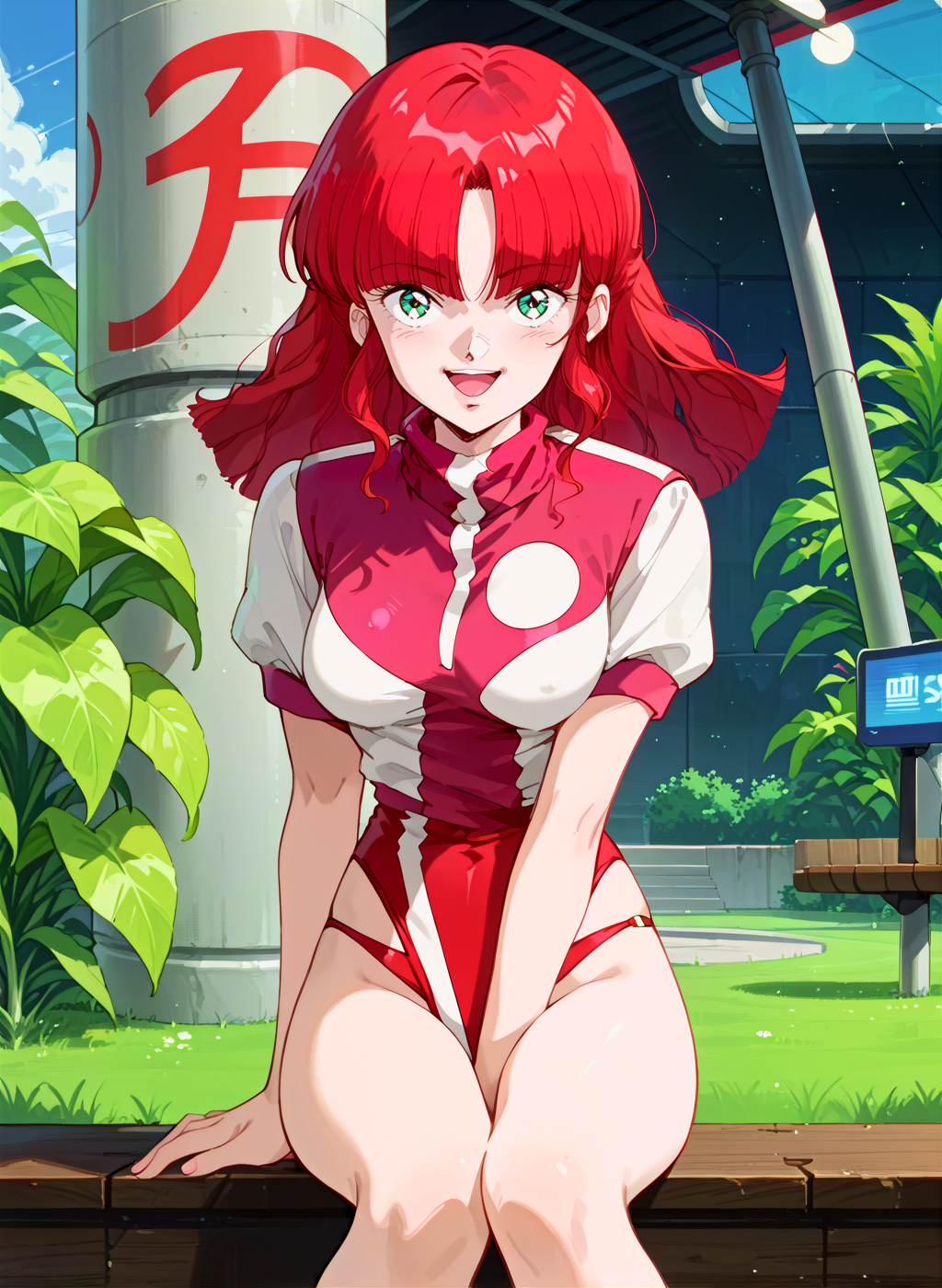 score_9,score_8_up,score_7_up,source_anime,anime,nsfw,rating_explicit,uncensored,High quality,Ultra detailed,best quality,insanely detailed,beautiful,masterpiece,perfect lighting BREAK
outdoors,<lora:jung_freud_V1:1>,(jung_freud, red hair, long hair, green eyes, medium breasts,),(red leotard,uniform,turtleneck,short sleeves),(1980s (style), retro artstyle),1girl,solo,laughing,sitting,front view,,looking_at_viewer,