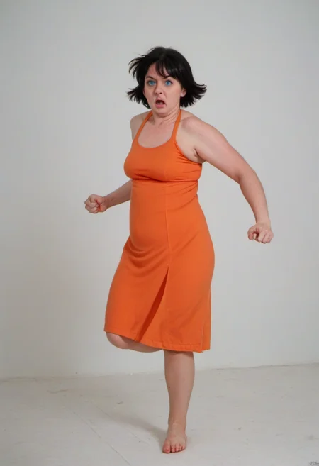 zPDXL, zPDXLxxx, BREAK <lora:Ugly_Women_for_Pony:1>, very_ugly, , 1girl, <lora:ke4n3PPG:0.9> ke4n3PPG, short hair, black hair, hair bob, blue eye, dress, action pose, jumping