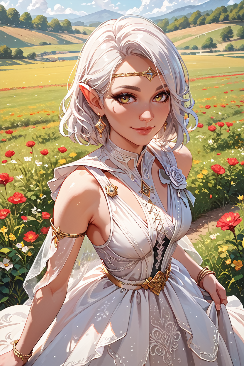 score_9, score_8_up, score_7_up, score_6_up
<lora:BGIsobel:1.0>
BGIsobel, 1girl, white hair, pointy ears, make up, looking at viewer, in a field of tulips, golden hour, elegant dress, smiling