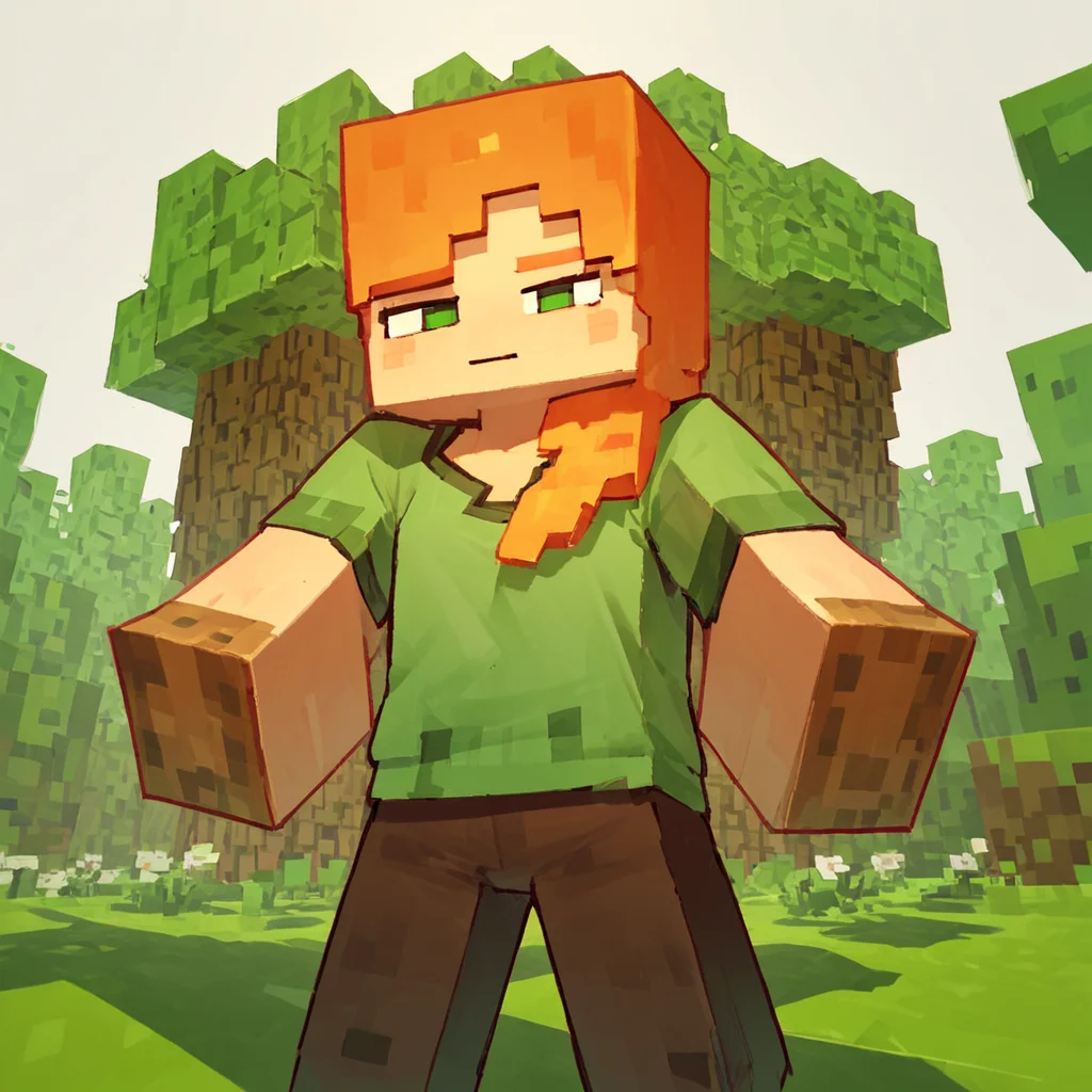 score_9, score_8_up, score_7_up, score_6_up, score_5_up, score_4_up, source_anime,  mcAlex, minecraft, orange hair