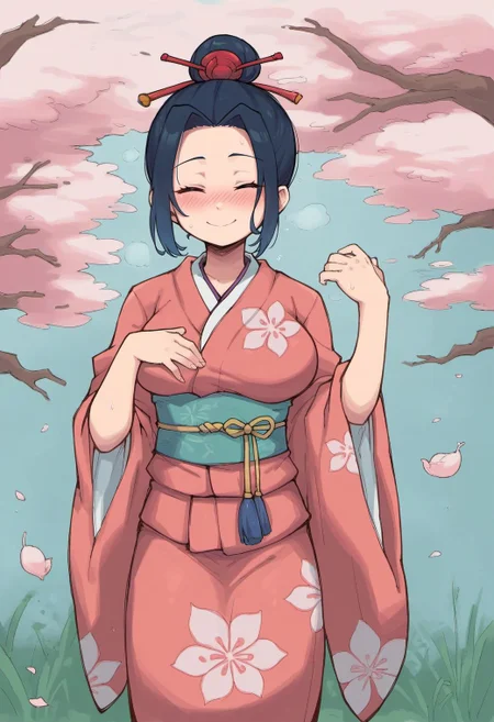 score_9, score_8_up, score_7_up,
1girl, blush, large breasts, looking at viewer, solo focus, kimono, standing, smile, eyes closed, bowing, sfw,
<lora:gnsisir style v1-000007:0.7>, gns1s1r,