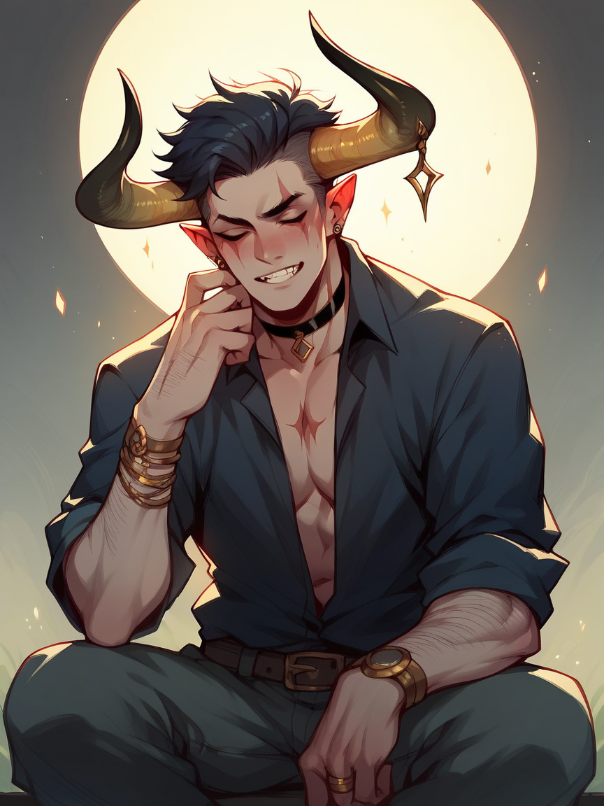 score_9, score_8_up, score_7_up, score_6_up, score_5_up,   <lora:H0rnsXLP:1> h0rns, bull horns, 1boy, demon, solo