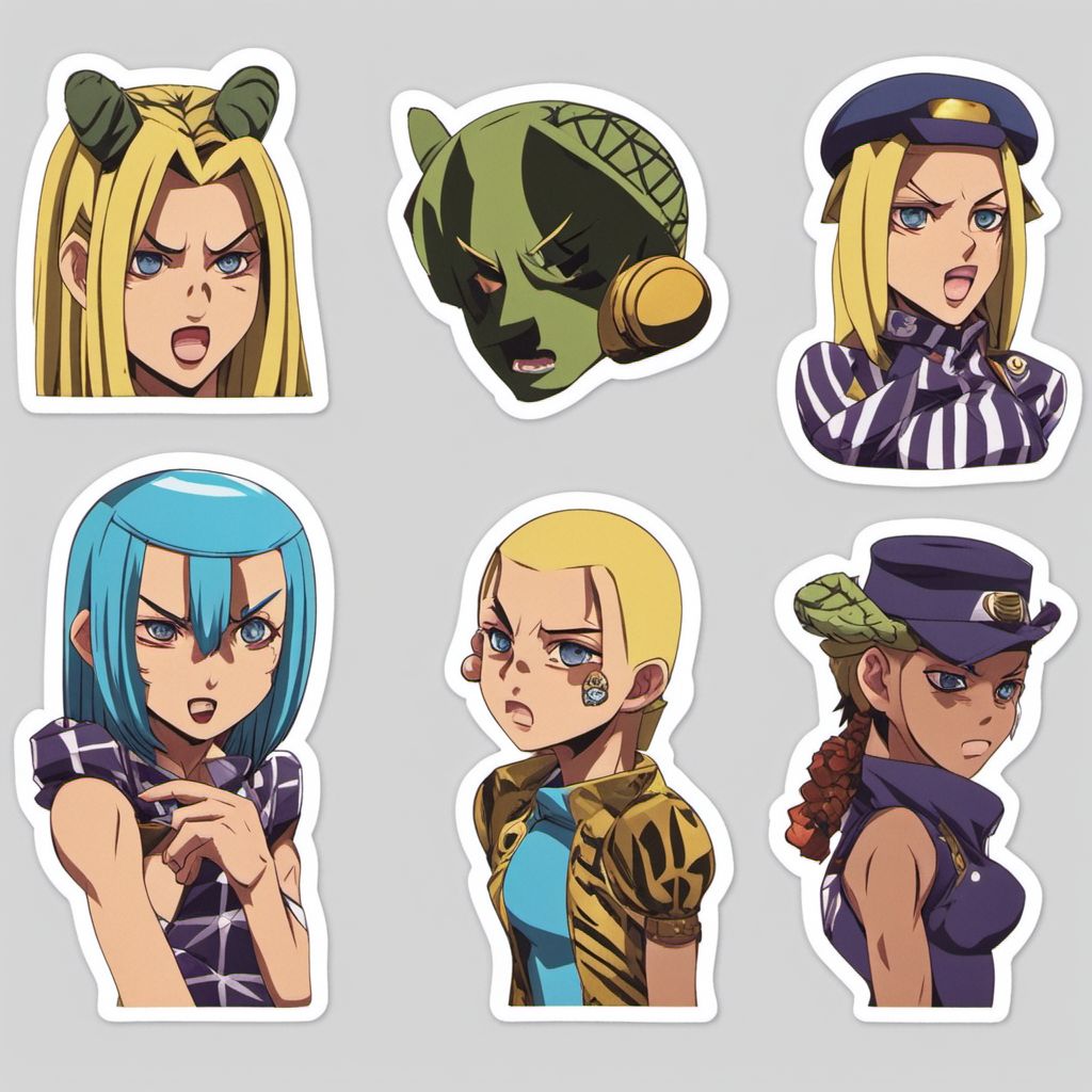 Cool Kid  StickerSheet  <lora:SDXL-StickerSheet-Lora:1>, Very detailed, clean, high quality, sharp image, jojoso style <lora:SDXL-jojoso_style-Lora:1>, Saturno Butto