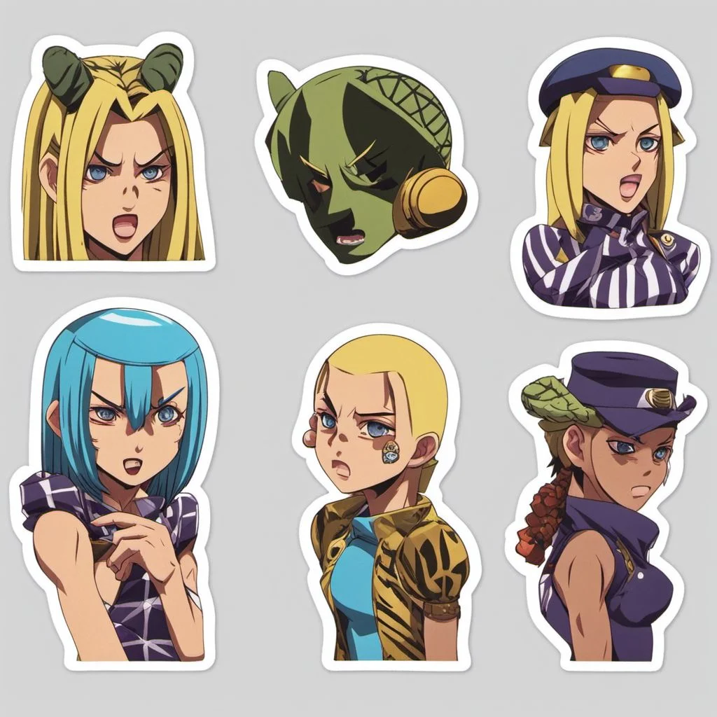 Cool Kid StickerSheet <lora:SDXL-StickerSheet-Lora:1>, Very detailed, clean, high quality, sharp image, jojoso style <lora:SDXL-jojoso_style-Lora:1>, Saturno Butto