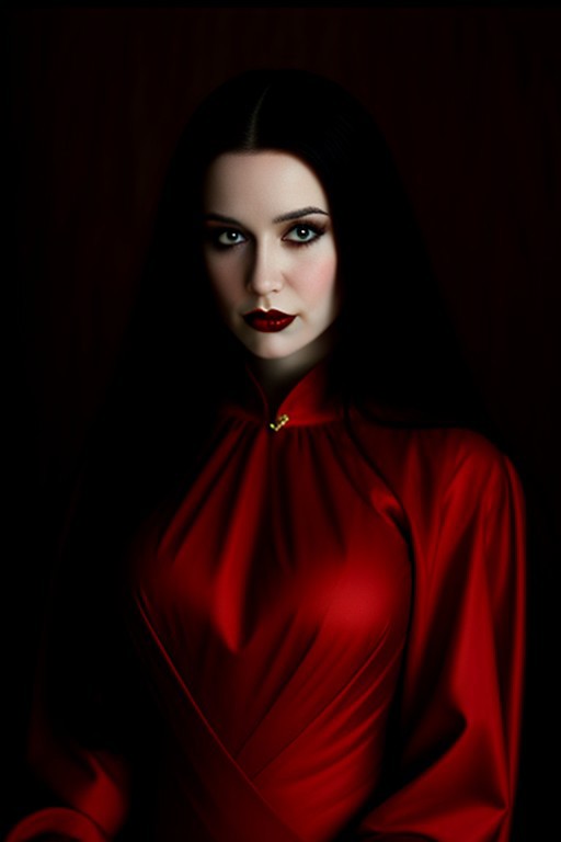 Romanian vampire girl, 23 years old, (beautiful:1.75), (very pale skin:1.35), (gothic makeup:0.99), (Red Lipstick:1), (black hair), (anime:0.35), (oval face:0.25), (Halloween), (night), (front view:1.25), (elegant), 10 minutes before the world will end, (back light),  hyper-realistic, (ultra-detailed:1), (insanely detailed:1), 4k, realistic 8k, shot on portra 400, masterpiece, (perfect composition:1.55), (style of Sandro Botticelli:0.02), (Leonardo Da Vinci:0.10), (Transylvanian Castle)