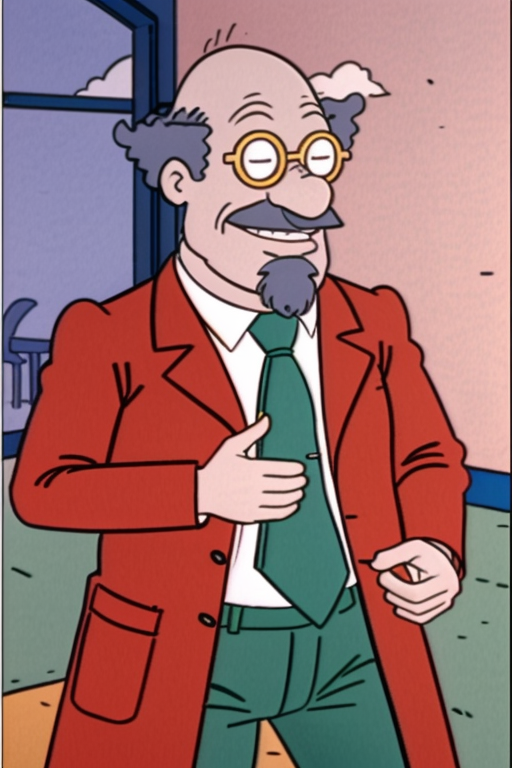 <lora:Dr_Werner_P_Lipschitz:0.75> dr_lipschitz, <lora:l_32:-0.6>, standing, brown coat, green tie, glasses, smile, outdoors, facial hair, green pants,<lora:LCM_SD15:1.0>