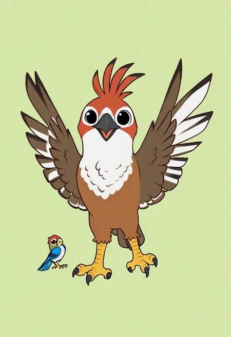 <lora:FlatColor:1.2> flat color,
wings, no humans, feral, bird, parrot, animal focus, beak, claws, talons, chibi,