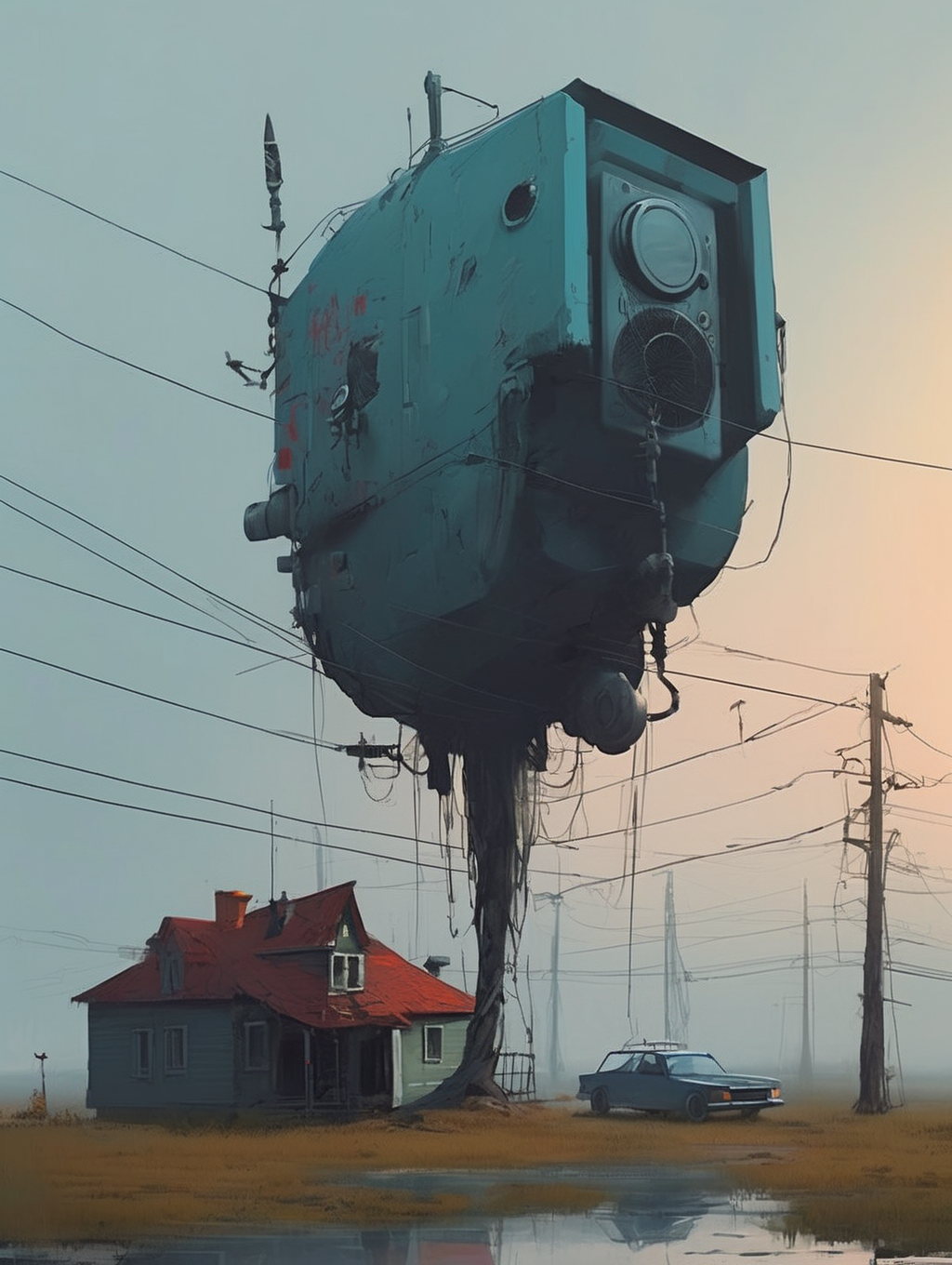 <lora:Alex Andreev style:1>Alex Andreev style - a beautiful nightmare in the style of Simon stalenhag