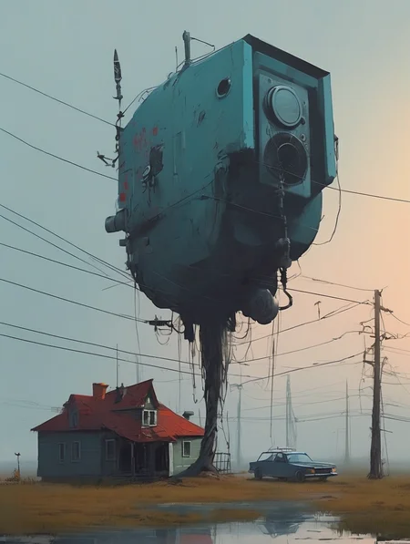 <lora:Alex Andreev style:1>Alex Andreev style - a beautiful nightmare in the style of Simon stalenhag