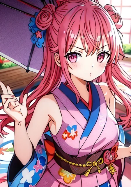 1girl, wano_style_30100, ((masterpiece)), ((best quality)), extremely detailed, bloom, illustration, kimono, traditional_clothing, (perfect hands), depth of field, sketch, dark intense shadows, sharp focus, soft lighting, hdr, colorful, good composition, solo, anime style