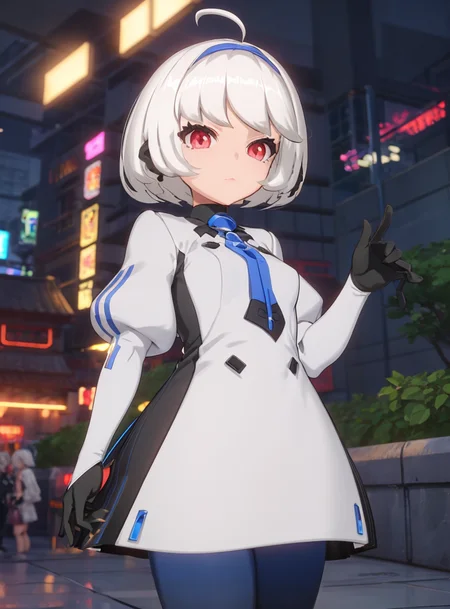 1girl, white hair, short hair, red eyes,