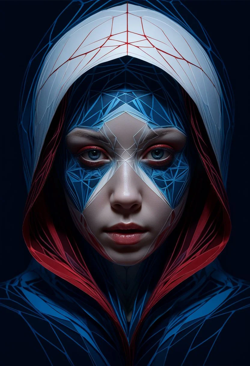 layered papercut, mysterious face, a native girl in artsy clothing, fading backlit background, (deep sea fading white to deep blue/red), alluring goddess, by Minjae Lee, Carne Griffiths, Emily Kell, Steve McCurry, Geoffroy Thoorens, Aaron Horkey, Jordan Grimmer, Greg Rutkowski, amazing depth, double exposure, surreal, geometric patterns, intricately detailed, bokeh, perfect balanced, deep fine borders, artistic photorealism , smooth, great masterwork by Suiras <lora:add-detail-xl:2> <lora:Double_Exposure:0.5>