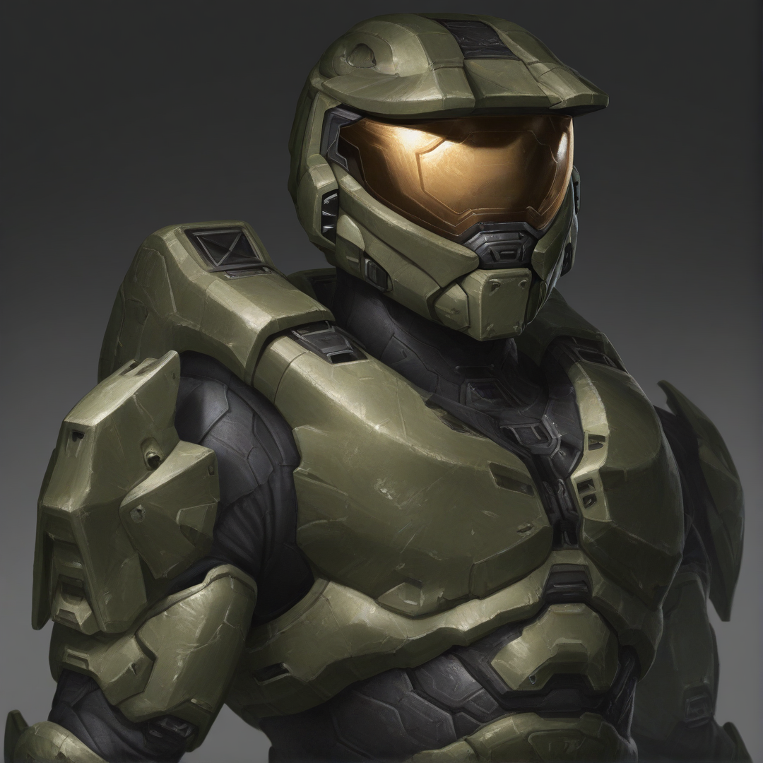 masterpiece, best quality, absurdres, very awa, realistic, solo, 1boy, <lora:Stellaris:1> st portrait, <lora:masterchief-halo-richy-v1_ixl:1> masterchief, helmet, visor, upper body, armor, power armor, looking at viewer, simple background, gradient background,