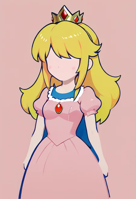 minimal1st, Princess Peach, faceless female, simple background, simple, realistic, extremely detailed <lora:Minimalist_Anime_XL:1>
