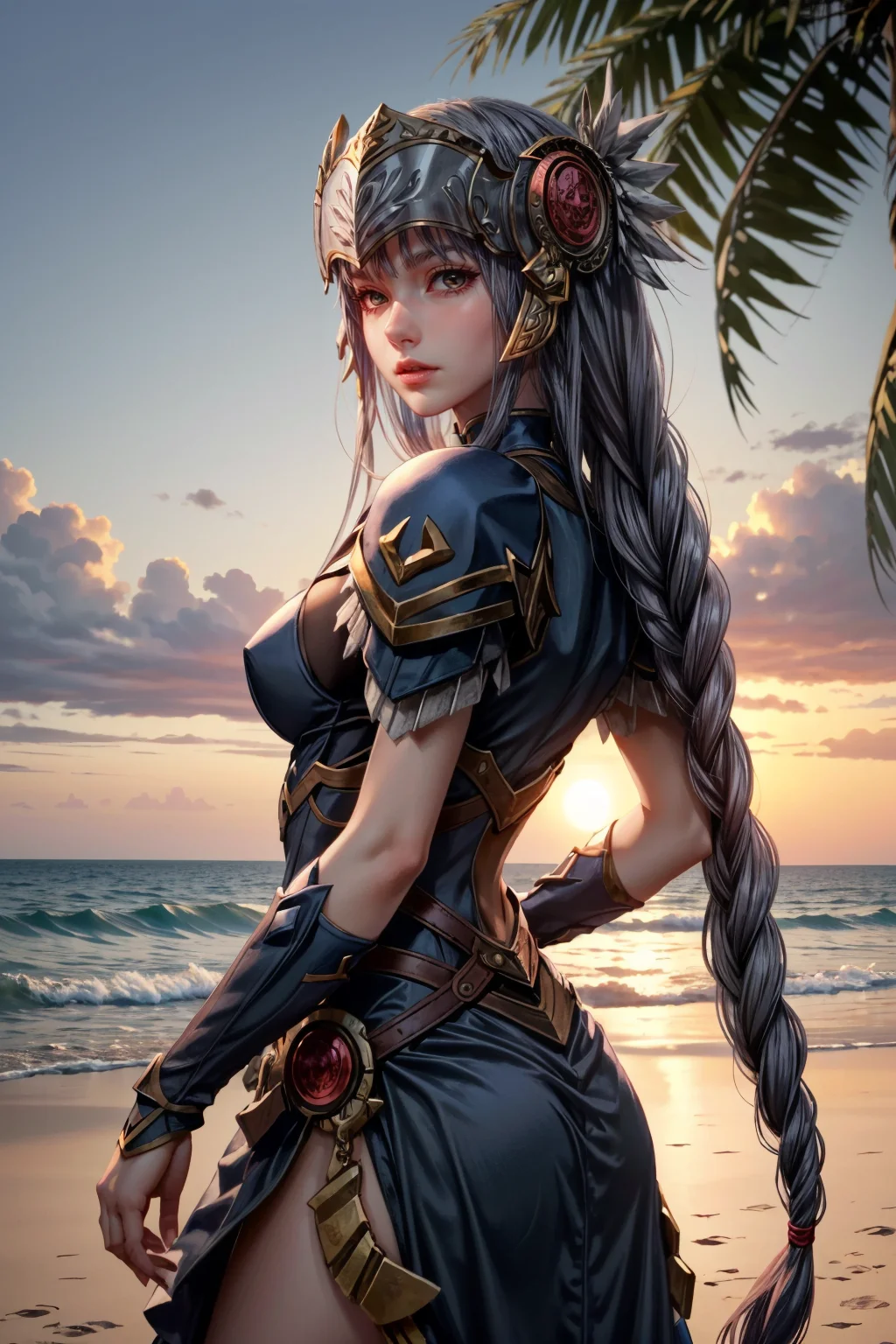 (masterpiece, best quality) <lora:epi_noiseoffset2:1> <lora:add_detail:0.7> <lora:ValkyrieProfileLenneth:0.8>
ValkyrieProfileLenneth, 1girl, solo, long hair, long single braid, at the beach, sexy minidress, palm trees, sundown highly detailed, art by Artgerm, WLOP, Ross
