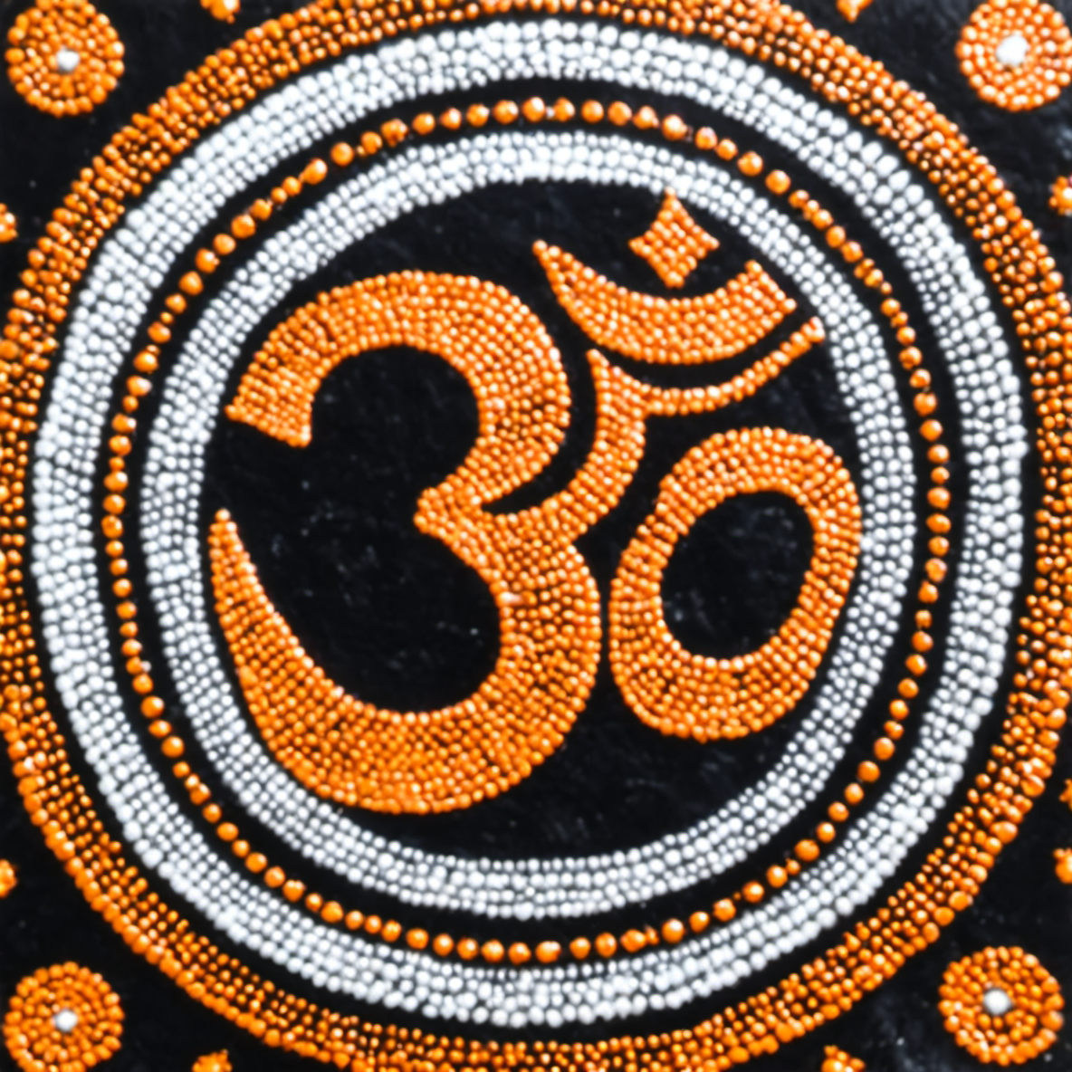 dotart, hat, om, circle, orange and white theme,<lora:Dor_Art:1>