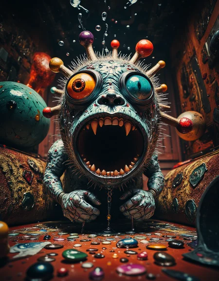 multi-eyed-catching a terrifying soaked in darkness fat and hairy multi-eyed object scared and cornered in a cozy living room with an old-fashioned renovation, a dark nightmare feeling, large amount of small details and details, depressive pressurizing atmosphere, large forehead, High quality, Highly detailed, <lora:aidmaMJ6.1:1>, <lora:ImageUpgraderV2:1>, <lora: - Flux1 - soothing_atmo_V1.0:0.3>, <lora:Flux DetailerV2:1>, <lora:flux-colourful-000003:1>