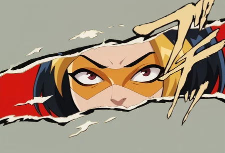 score_9, score_8_up, score_7_up, score_6_up BREAK, g0g1-dh, 1girl, solo, short hair, black hair, gold hair, multicolored hair, choker, domino mask, makeup, lipstick, gloves,black dress,incrspersonacutinxl, close-up, simple background <lora:Golden_Glider_Kite_Man_r1:0.7> <lora:PersonaCutIn_XLPD_V2:1>
