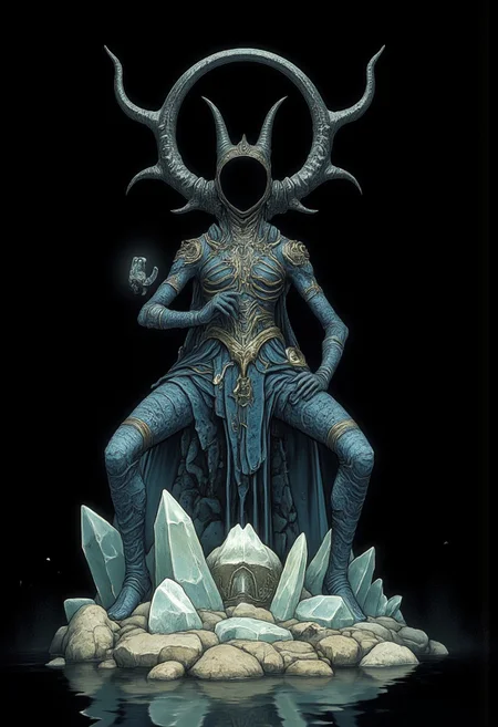 Standing in a hyper stanced extended action pose
A blind oracle mermaid resting on crystal-encrusted rocks by the shore. Her scales shift colors with each prophecy she speaks, and ancient runes float in the water around her. Her white eyes reflect visions of possible futures
Set against a solid dark black color background to emphasize its unsettling unnatural form that emphasizes its silhouette. The medium is not a traditional painting or illustrative medium like watercolor or ink but rather a digital 3D rendering.
MikeFranchinastyle, d4artstyle, d4concept, , bbstyle,, horror theme,, zbrush, ZBClay model of a gray sculpture, 1990's, 1990's style