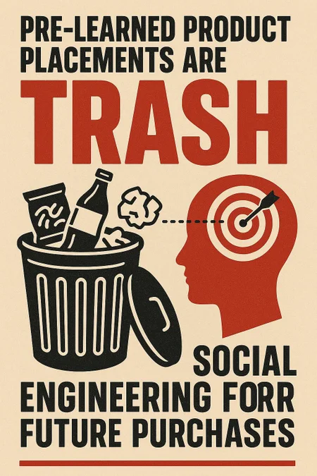 Pre-learned product placements are trash. Social engineering for future purchases.