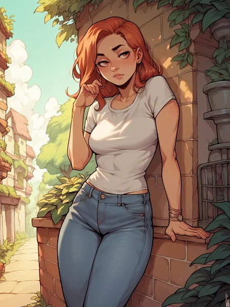 score_9, score_8_up, score_7_up, score_6_up, score_5_up, <lora:1g0rXLP:0.8> 1g0r, 1girl, jeans, t-shirt,