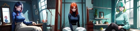 (otherworldly), highly insanely detailed, masterpiece, top quality, best quality, highres, 4k, 8k, RAW photo, (very aesthetic, beautiful and aesthetic),
1girl, asian female, facing viewer, turtleneck, pants,
<lora:MM5-v1:0>, blue wall, window, sitting, Magic Mirror Car, MM5, indoors,
1girl, solo,
(__lazy-wildcards/char/haircolor__),âââ