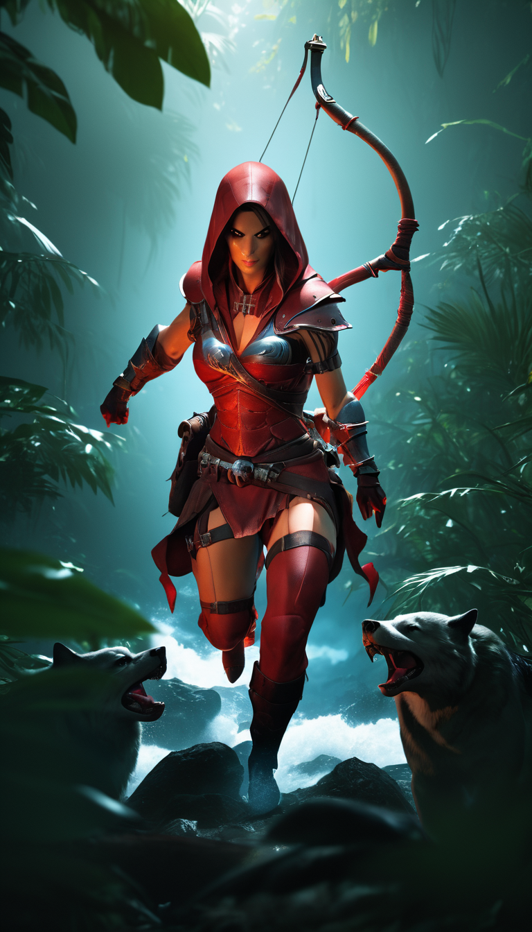 cinematic photo Cinematic scene, hero view, diablo 4, rogue, action pose, <lora:diablo_4_rogue_v0.0.1:1>, jungle, masterpiece, best quality, high quality, absurdress . 35mm photograph, film, bokeh, professional, 4k, highly detailed
